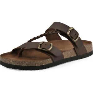 imageWHITE MOUNTAIN Womens Hammy Braided Signature ComfortMolded Footbed SandalBrownLeather