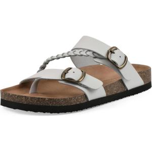 imageWHITE MOUNTAIN Womens Hammy Braided Signature ComfortMolded Footbed SandalWhiteLeather