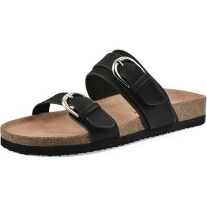 imageWHITE MOUNTAIN Womens Hardball DoubleBuckle Signature ComfortMolded Footbed SandalBlackNubuck
