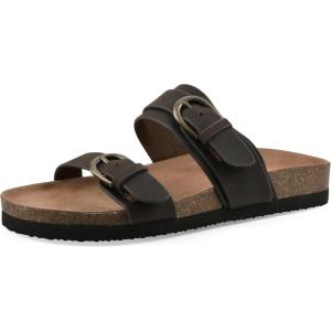 imageWHITE MOUNTAIN Womens Hardball DoubleBuckle Signature ComfortMolded Footbed SandalBrownLeather