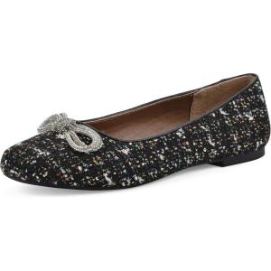 imageWHITE MOUNTAIN Womens Sashimi Rhinestone Double Bow Ballet FlatBlackFabMulti