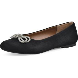imageWHITE MOUNTAIN Womens Sashimi Rhinestone Double Bow Ballet FlatBlackFabric