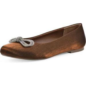 imageWHITE MOUNTAIN Womens Sashimi Rhinestone Double Bow Ballet FlatBronzeShimmerFab
