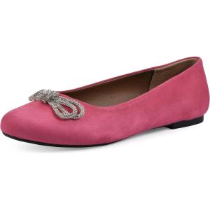 imageWHITE MOUNTAIN Womens Sashimi Rhinestone Double Bow Ballet FlatSuper PinkFabric