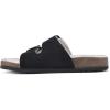 imageWHITE MOUNTAIN Womens Helga Flat SandalBlackNubuk WFaux Shearling