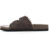 imageWHITE MOUNTAIN Womens Helga Flat SandalBrownLeather WFaux Shearling