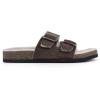 imageWHITE MOUNTAIN Womens Helga Flat SandalBrownLeather WFaux Shearling