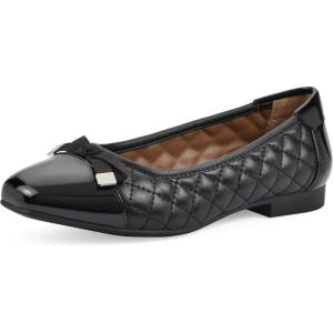 imageWHITE MOUNTAIN Womens Bocah Diamond Quilted Cap Toe Ballet FlatBlackSmooth
