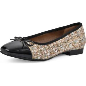 imageWHITE MOUNTAIN Womens Bocci Dressy Cap Toe Ballet FlatBeigeBeigeFabMulti