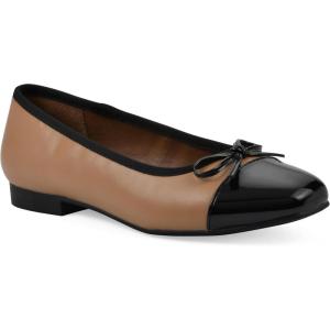 imageWHITE MOUNTAIN Womens Bocci Dressy Cap Toe Ballet FlatBeigeBlackSmoothMulti