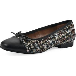 imageWHITE MOUNTAIN Womens Bocci Dressy Cap Toe Ballet FlatBlackBlackFabMulti