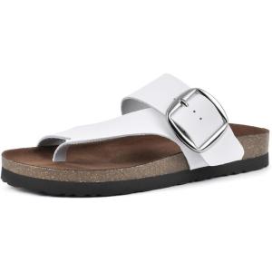 imageWHITE MOUNTAIN Womens Harley Footbed SandalWhiteLeather Brown Bottom