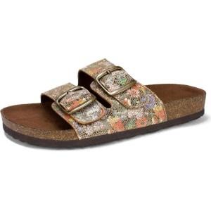 imageWHITE MOUNTAIN Womens Helga Flat SandalBrown Garden Multi