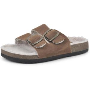 imageWHITE MOUNTAIN Womens Helga Flat SandalChestnutSuedeFaux Shearling