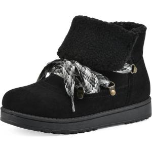 imageWHITE MOUNTAIN Womens Idol Faux Fur Laceup Ankle BootieBlackFabric