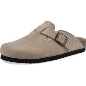 imageWHITE MOUNTAIN Womens Bendees ContrastStitched Signature ComfortMolded Footbed ClogSandal WoodSuede
