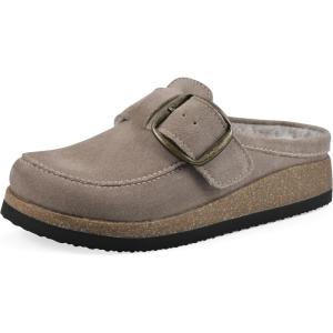 imageWHITE MOUNTAIN Womens Bueno MuleTaupe Suede With Faux Fur