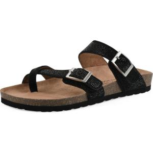 imageWHITE MOUNTAIN Womens Grays Signature ComfortMolded Footbed SandalBlackSuede