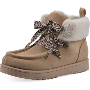 imageWHITE MOUNTAIN Womens Icebox Faux Fur Moc Toe BootieBeach WoodSuede