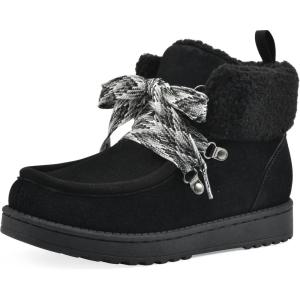 imageWHITE MOUNTAIN Womens Icebox Faux Fur Moc Toe BootieBlackSuede