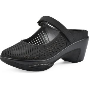 imageWHITE MOUNTAIN Womens Vinto 2 Heeled Mary Jane ClogBlackSuededSmooth