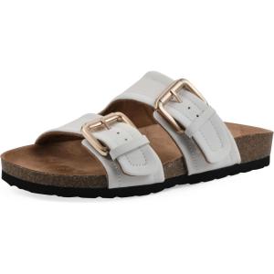imageWHITE MOUNTAIN Womens Griffon DoubleBuckle Signature ComfortMolded Footbed SandalWhiteLeather