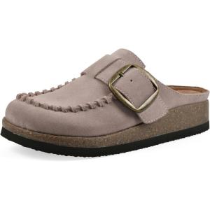 imageWHITE MOUNTAIN Womens Bayberry Buckle Signature ComfortMolded Footbed MuleLt LavenderSuede