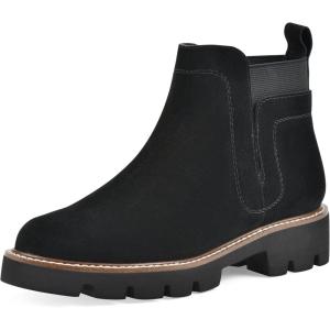 imageWHITE MOUNTAIN Womens Glassie Lug Sole Chelsea Ankle BootieBlackSuede