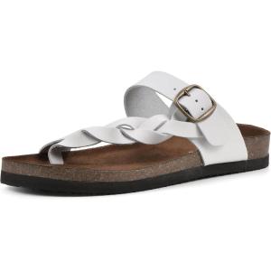 imageWHITE MOUNTAIN Womens Crawford Signature Comfort Molded Footbed Braided SandalWhiteLeather