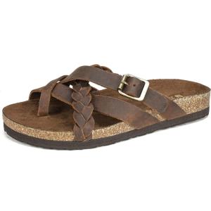 imageWHITE MOUNTAIN Womens Harrington Braided Signature ComfortMolded Footbed SandalBrownLeather