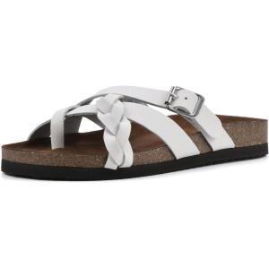 imageWHITE MOUNTAIN Womens Harrington Braided Signature ComfortMolded Footbed SandalWhiteLeather