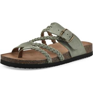 imageWHITE MOUNTAIN Womens Hayleigh Braided Signature ComfortMolded Footbed SandalSage GreenSuede
