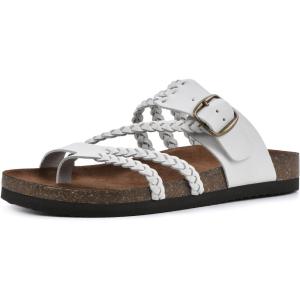 imageWHITE MOUNTAIN Womens Hayleigh Braided Signature ComfortMolded Footbed SandalWhiteLeather