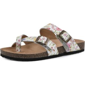 imageWHITE MOUNTAIN Girls Gracie Flat SandalWhiteMulti FloralLeather