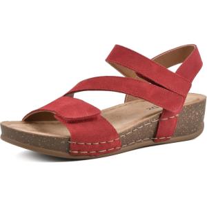 imageWHITE MOUNTAIN Womens Fern Wedge SandalRedSuede