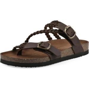 imageWHITE MOUNTAIN Womens Haziest Braided Signature ComfortMolded Footbed SandalBrownLeather