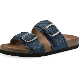 imageWHITE MOUNTAIN Womens Hey Hey Braided DoubleBuckle Signature ComfortMolded Footbed SandalDkblueFabric