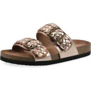 imageWHITE MOUNTAIN Womens Hey Hey Braided DoubleBuckle Signature ComfortMolded Footbed SandalRosegoldMetallic
