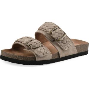 imageWHITE MOUNTAIN Womens Hey Hey Braided DoubleBuckle Signature ComfortMolded Footbed SandalSandal WoodSuede