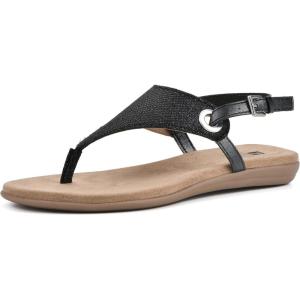 imageWHITE MOUNTAIN Womens London Flat SandalBlackGlitterFab