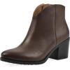 imageWHITE MOUNTAIN Womens Tattle Block Heeled Western Ankle BootieBrownLeather