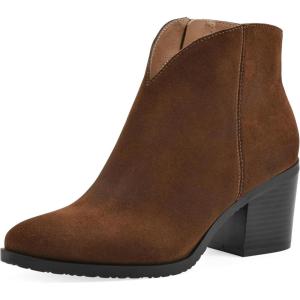 imageWHITE MOUNTAIN Womens Tattle Block Heeled Western Ankle BootieHazelSuede