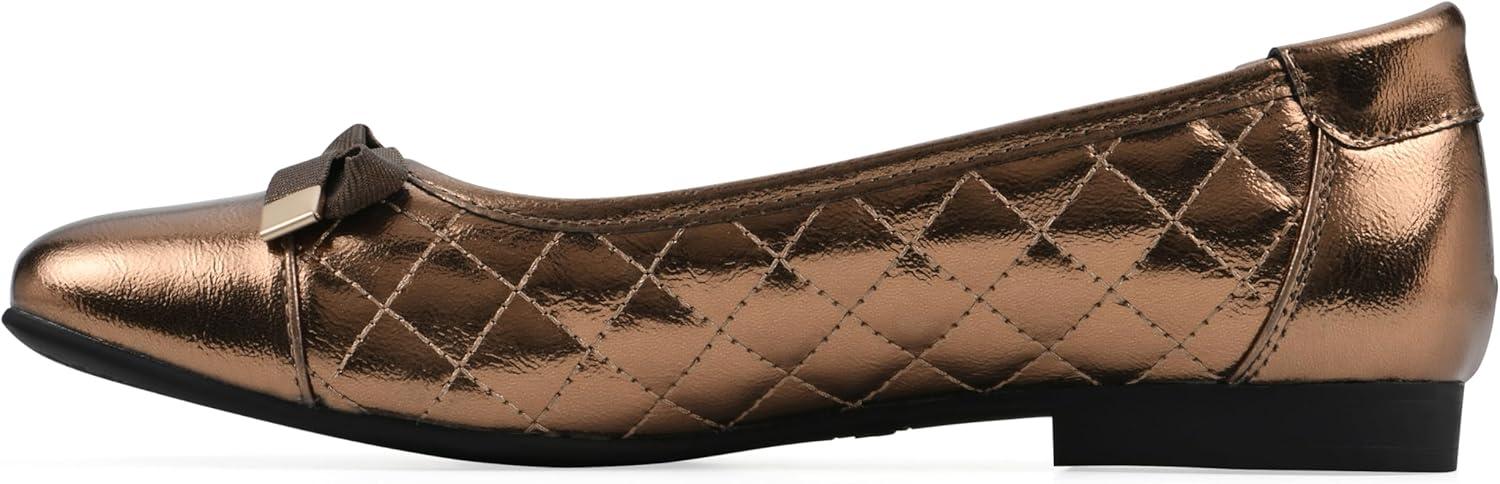 imageWHITE MOUNTAIN Womens Bocah Diamond Quilted Cap Toe Ballet FlatBronze Metallic