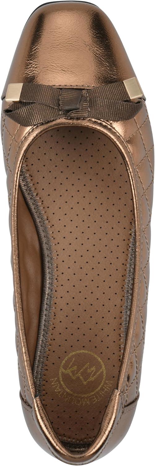 imageWHITE MOUNTAIN Womens Bocah Diamond Quilted Cap Toe Ballet FlatBronze Metallic