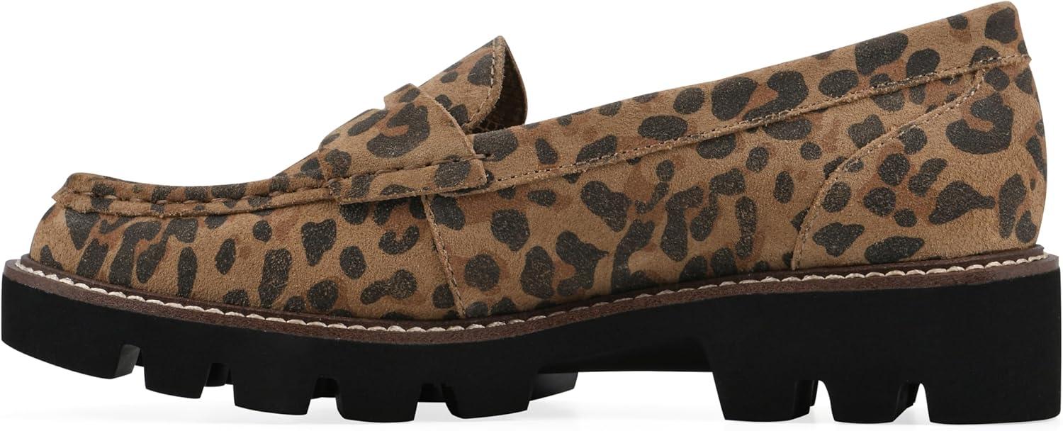 imageWHITE MOUNTAIN Womens Gunner Penny LoaferBrown Leopard Suede