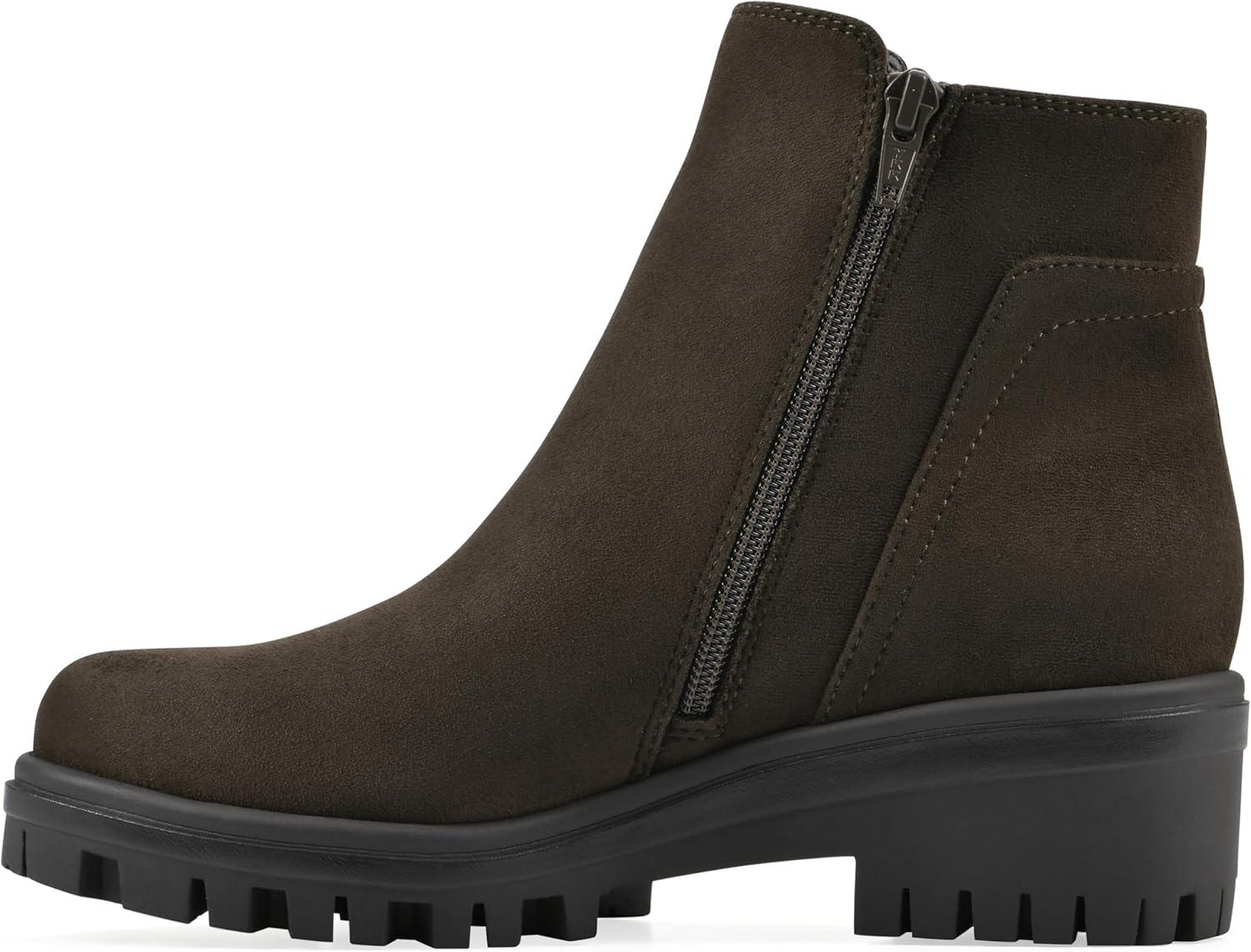 imageWhite Mountain Womens Tahj Lug Sole BootieArmy Faux Suede