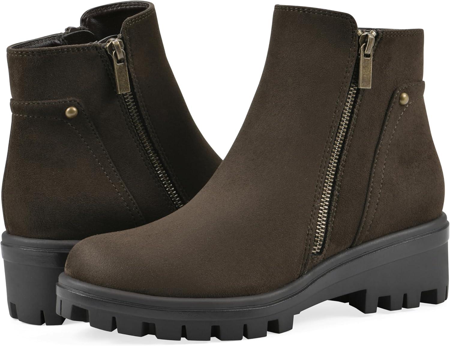 imageWhite Mountain Womens Tahj Lug Sole BootieArmy Faux Suede