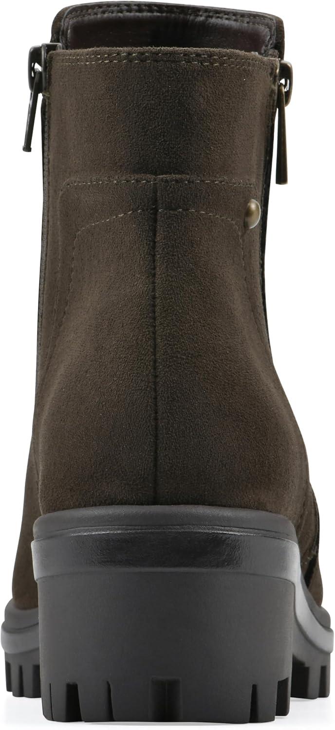 imageWhite Mountain Womens Tahj Lug Sole BootieArmy Faux Suede