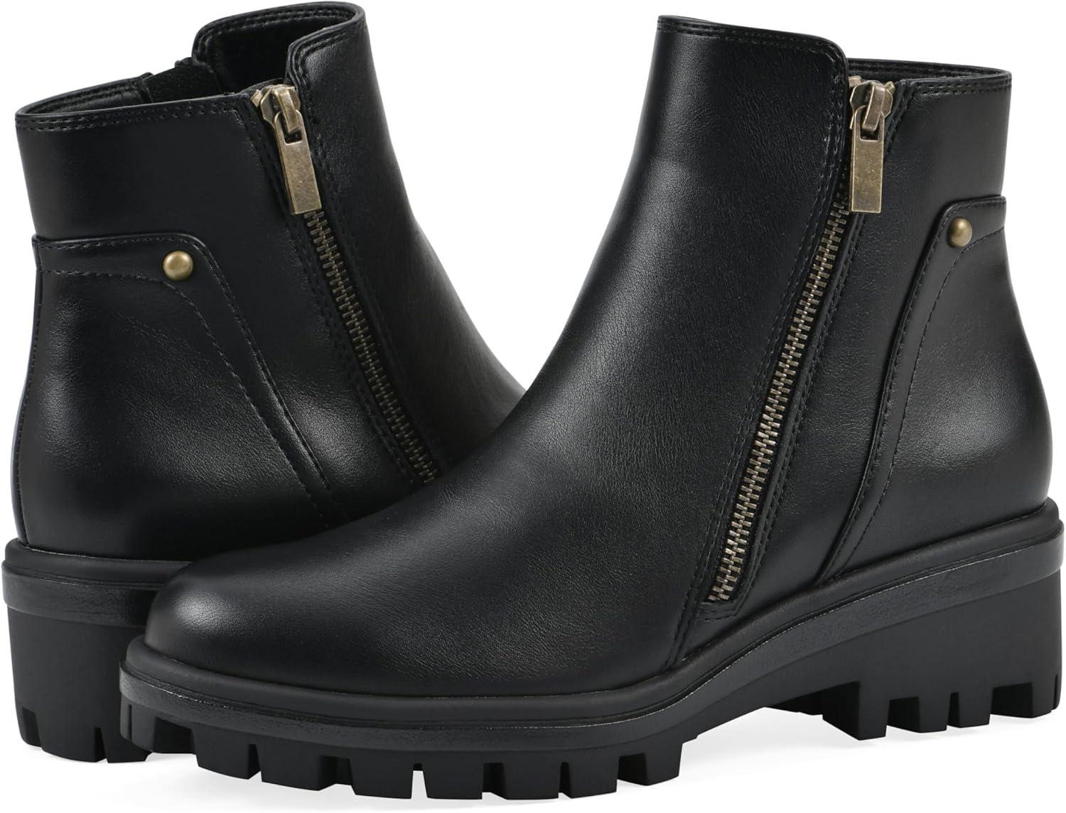 imageWhite Mountain Womens Tahj Lug Sole BootieBlack Faux Leather