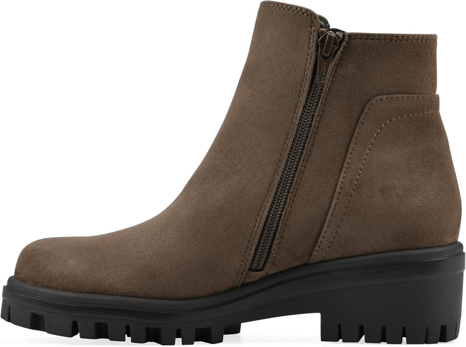 imageWhite Mountain Womens Tahj Lug Sole BootieDark Taupe Faux Suede